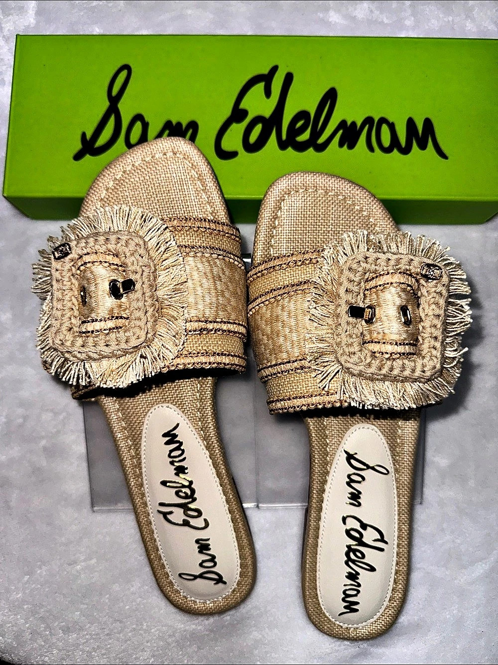 Sam Edelman Bambi Playa Slide Sandals Brown & Beige US 9.5 NWT